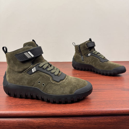 Prada Stitched Leather Casual Sports Boots