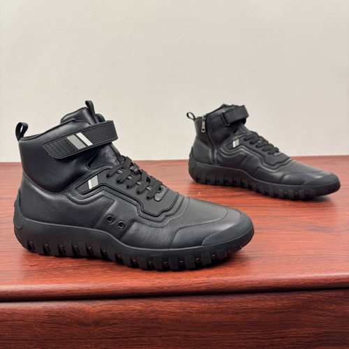 Prada Stitched Leather Casual Sports Boots