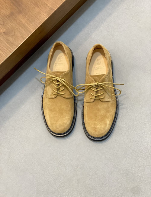 Brunello Cucinelli BC Suede Leather Loafers Hand Stitched Non-slip Sole