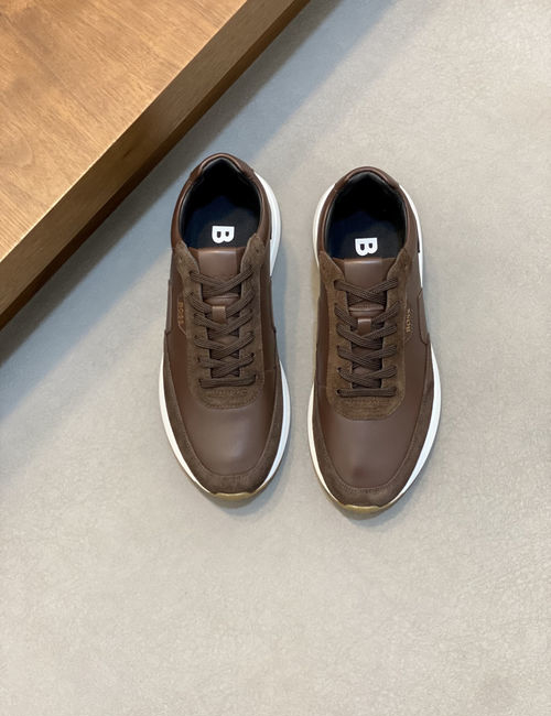 Hugo Boss Leather Slip-on Casual Sneakers With Fringes