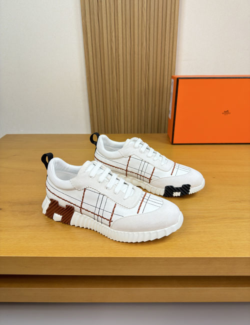 Hermes Embroidered Suede Nappa Leather Sneakers