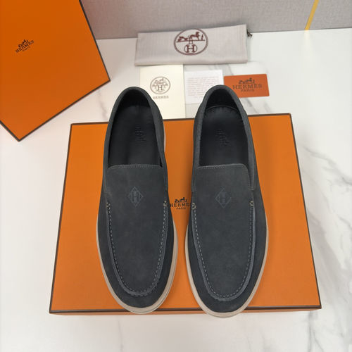Hermes Suede Leather Loafers With H Detail