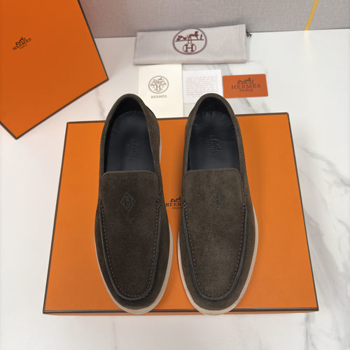 Hermes Suede Leather Loafers With H Detail