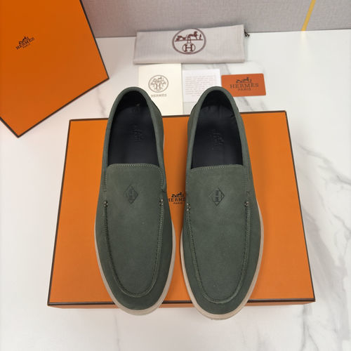 Hermes Suede Leather Loafers With H Detail