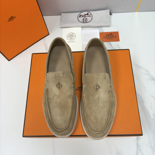 Hermes Suede Leather Loafers With H Detail