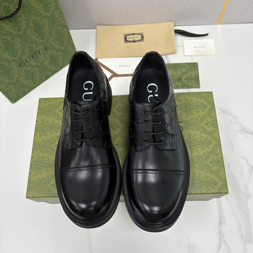 Gucci Embossed Leather Platform Derby Shoes