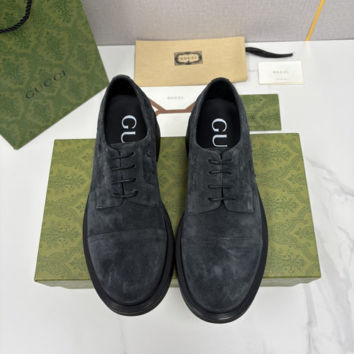 Gucci Embossed Leather Platform Derby Shoes