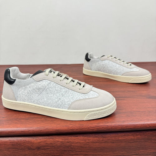 Brunello Cucinelli BC Cashmere Knit Suede Casual Shoes Grey Black