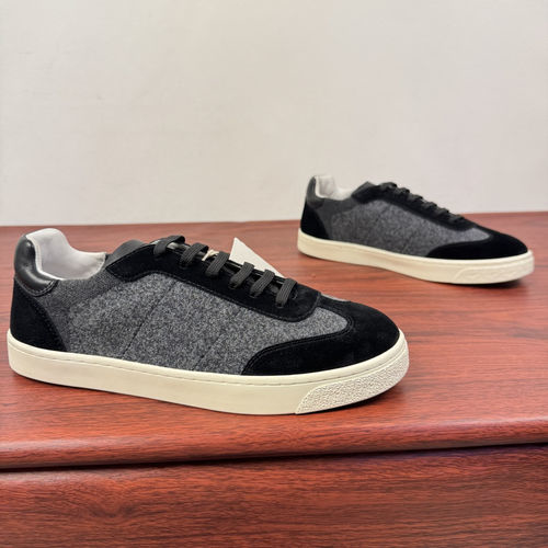 Brunello Cucinelli BC Cashmere Knit Suede Casual Shoes Black