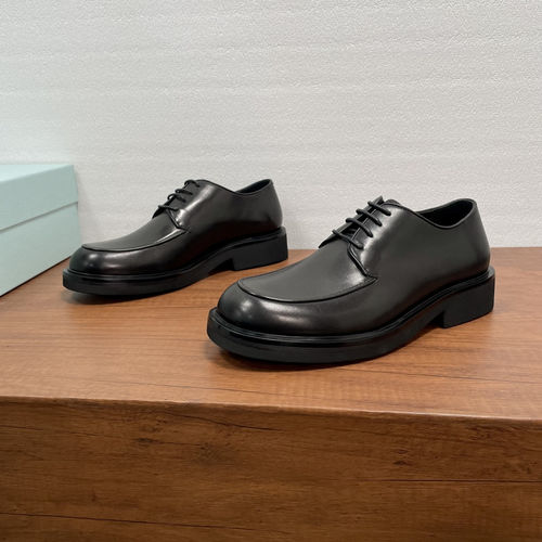 Prada Lace-Up Black Calfskin Derby Shoes