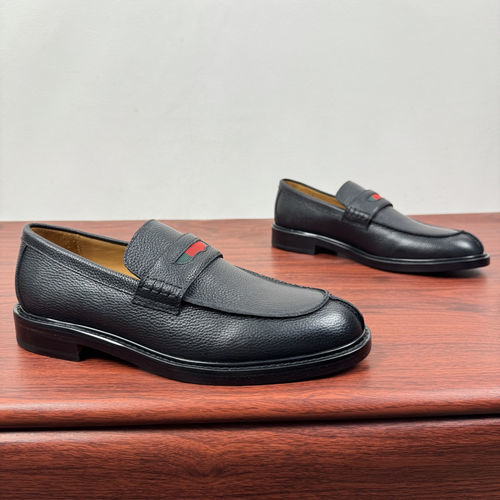 Gucci Web Strap Leather Loafers