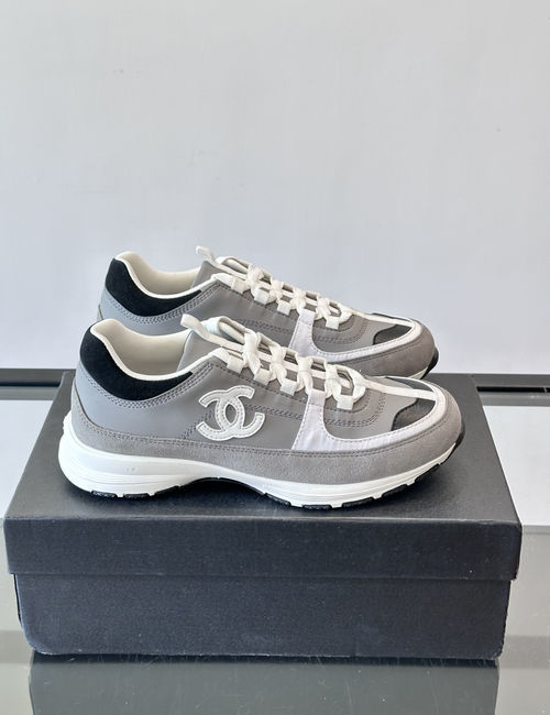 Chanel Suede Fabric Stitched Casual Sneakers