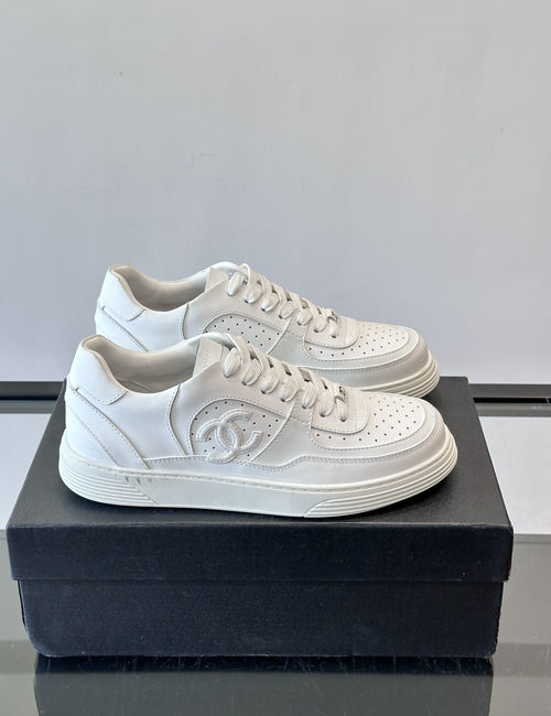 Chanel Panda Shoes With Velvet Upper And Gold Logo