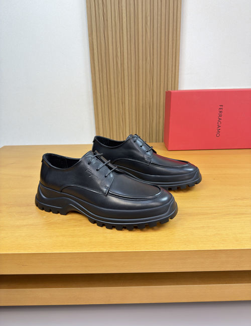 Ferragamo Nappa Calfskin Leather Dress Shoes
