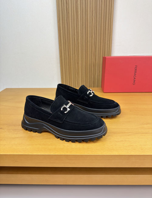 Ferragamo Suede Cowhide Dress Shoes