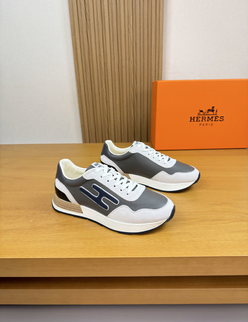 Hermes Genuine Leather Casual Sneakers
