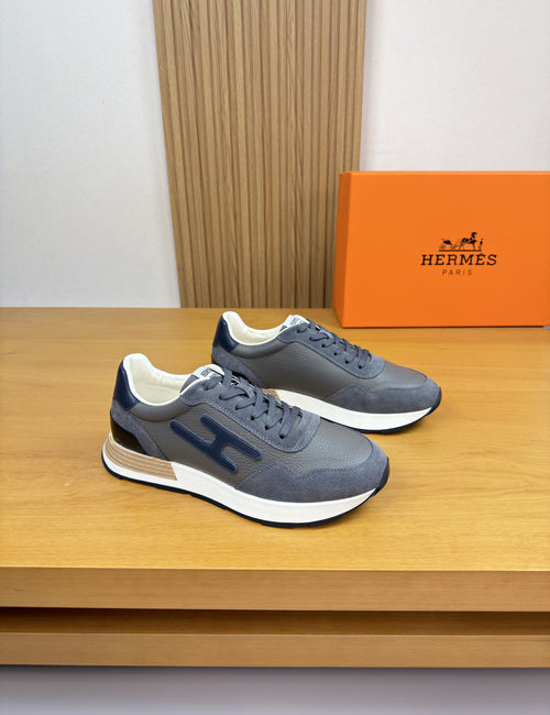 Hermes Genuine Leather Casual Sneakers
