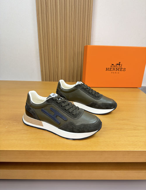 Hermes Genuine Leather Casual Sneakers