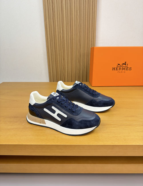 Hermes Genuine Leather Casual Sneakers
