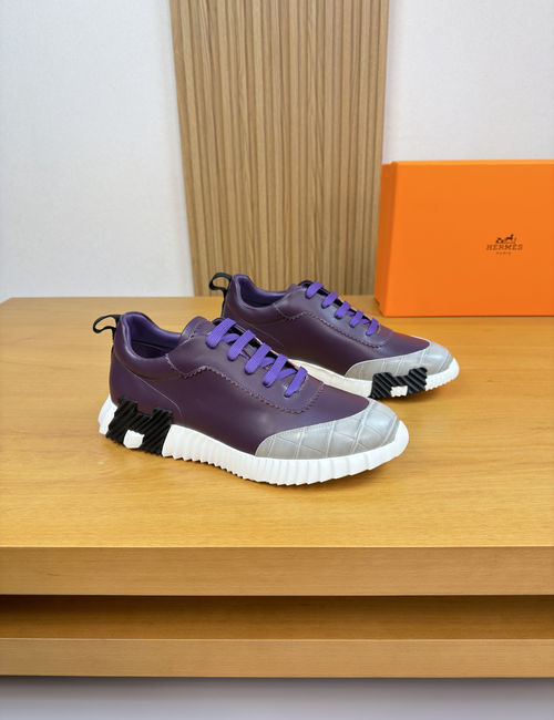 Hermes Premium Casual Sneakers Knit Leather Upper