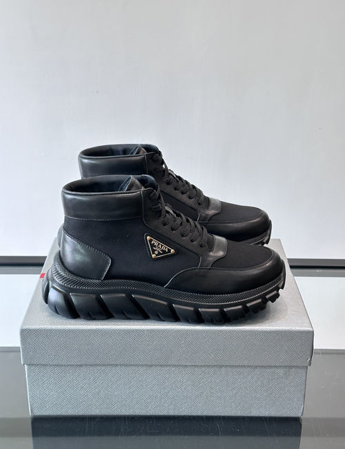 Prada High-top Stitched Denim Sneakers