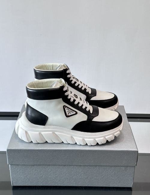 Prada High-top Nappa Leather Sneakers With Rubber Sole