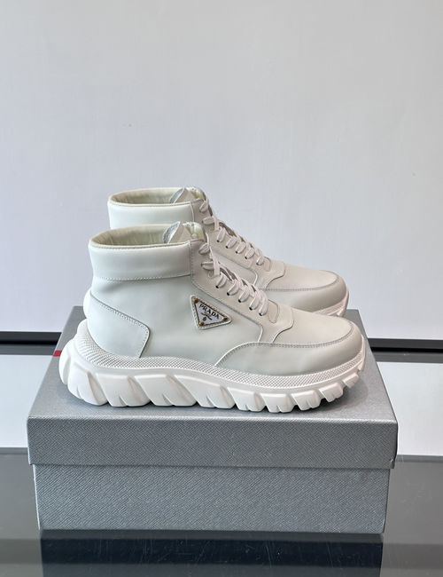 Prada High-top Nappa Leather Sneakers With Rubber Sole