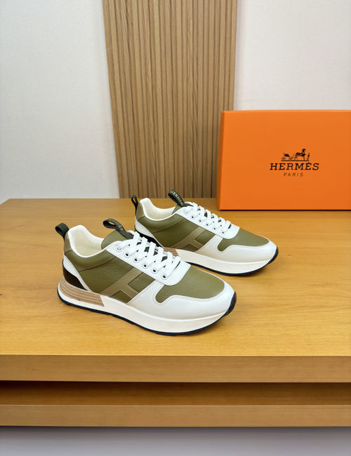 Hermes Genuine Leather Casual Sneakers