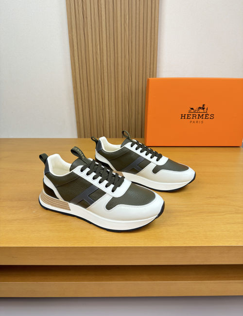Hermes Genuine Leather Casual Sneakers