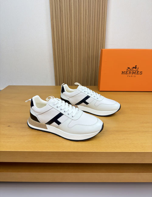 Hermes Genuine Leather Casual Sneakers