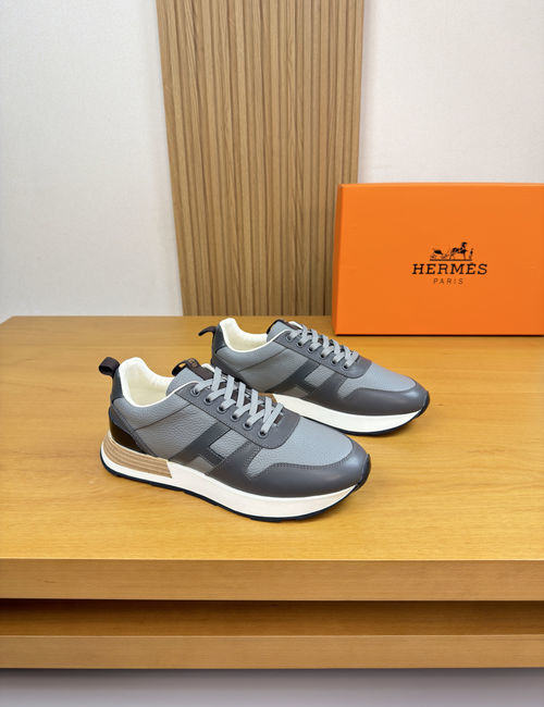Hermes Genuine Leather Casual Sneakers