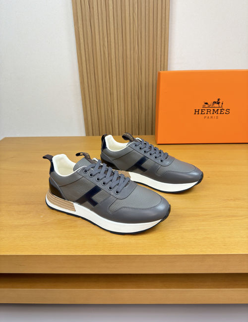 Hermes Genuine Leather Casual Sneakers