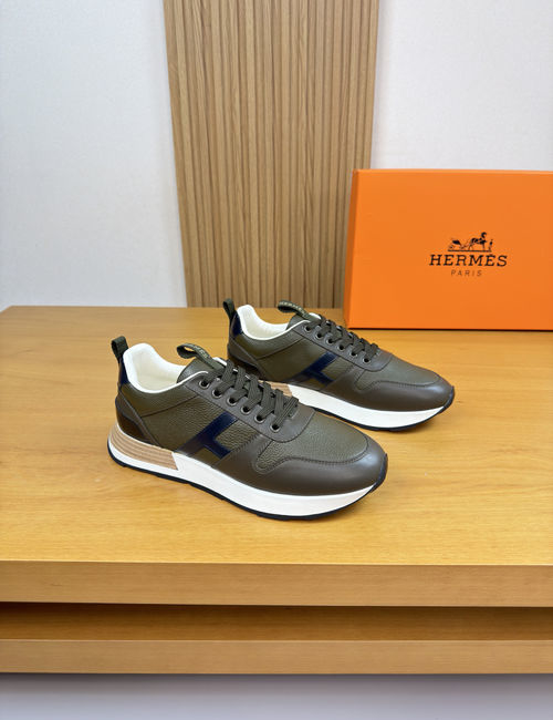Hermes Genuine Leather Casual Sneakers