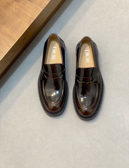 Christian Dior CD Glossy Leather Dress Loafers