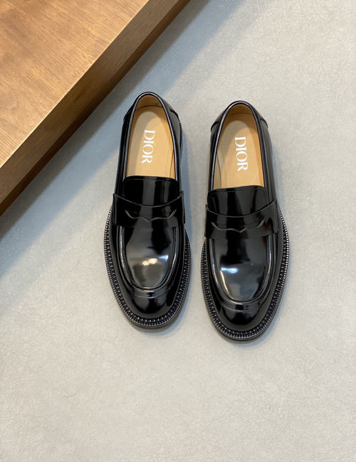Christian Dior CD Glossy Leather Dress Loafers