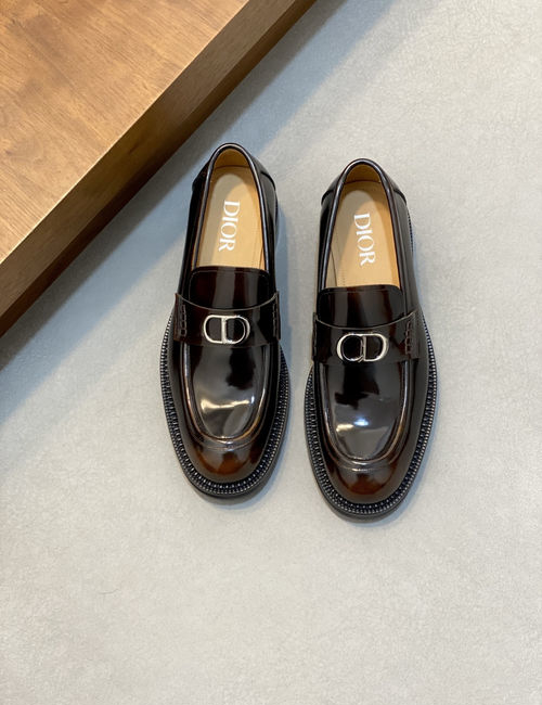 Christian Dior CD Glossy Leather Dress Loafers