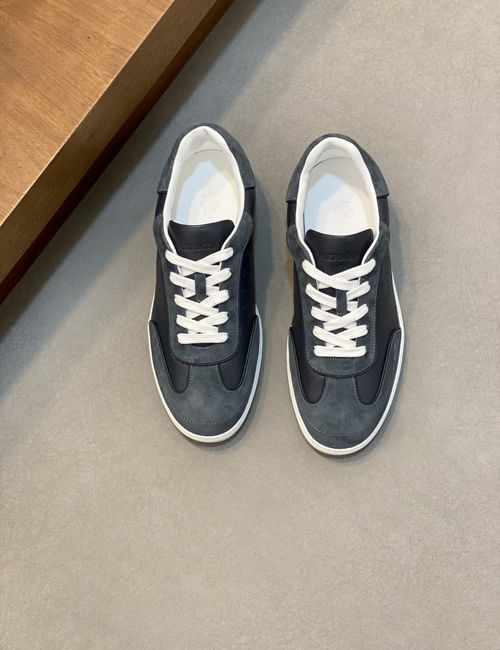 Hermes Cowhide Linen Fabric Rubber Sole Shoes