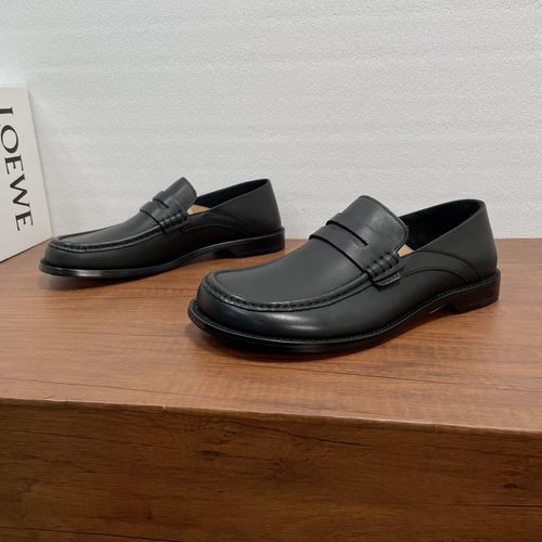Loewe Campo Black Leather Loafers