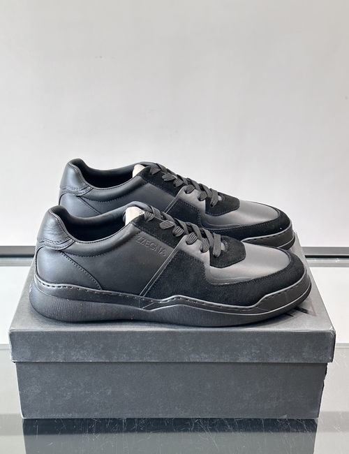 Zegna Leather Suede Low-Top Casual Shoes