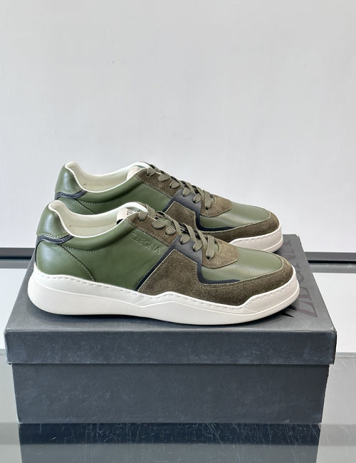 Zegna Leather Suede Low-Top Casual Shoes