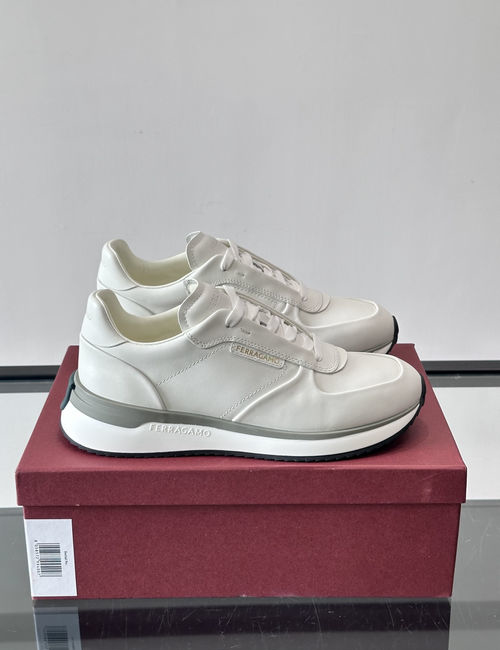 Ferragamo Leather Casual Sneakers With Thick Soles