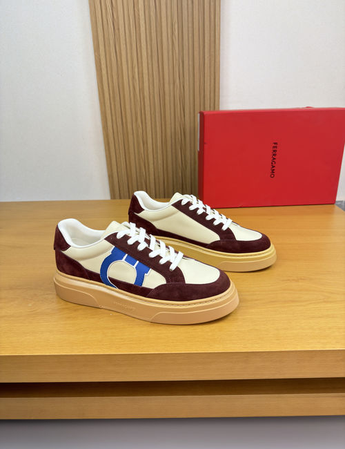 Ferragamo Premium Casual Sneakers Nappa Suede Leather