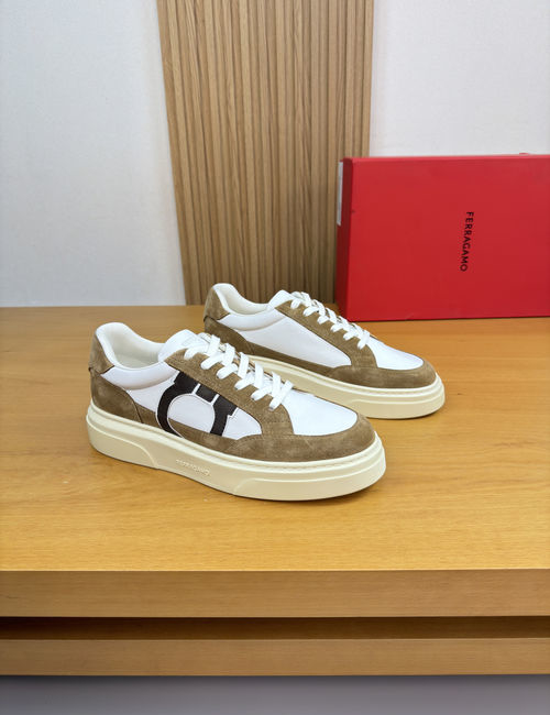 Ferragamo Premium Casual Sneakers Nappa Suede Leather
