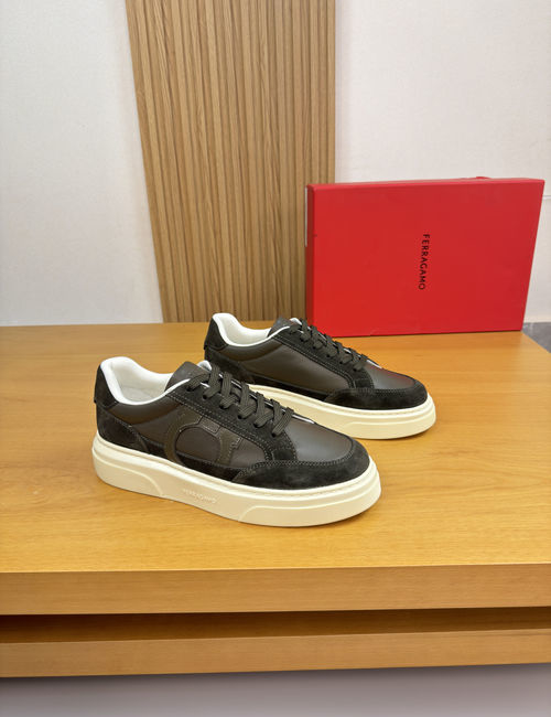 Ferragamo Premium Casual Sneakers Nappa Suede Leather