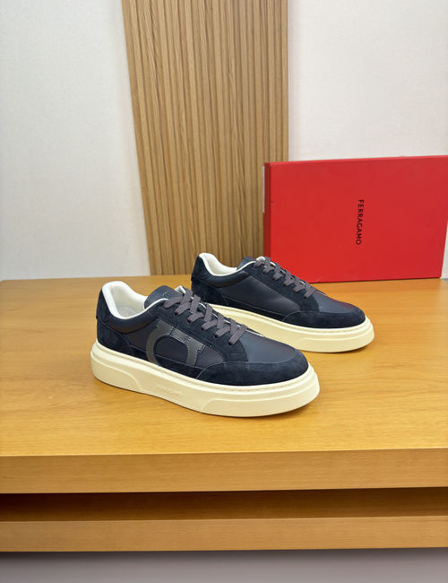 Ferragamo Premium Casual Sneakers Nappa Suede Leather