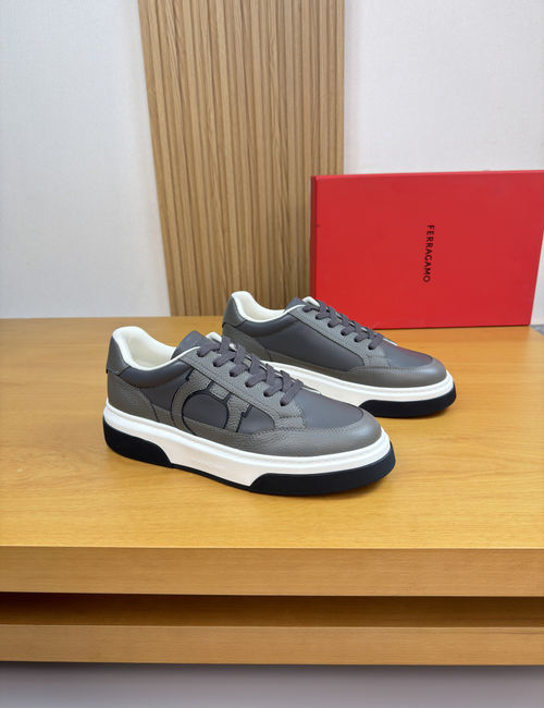 Ferragamo Premium Casual Sneakers Nappa Grain Leather