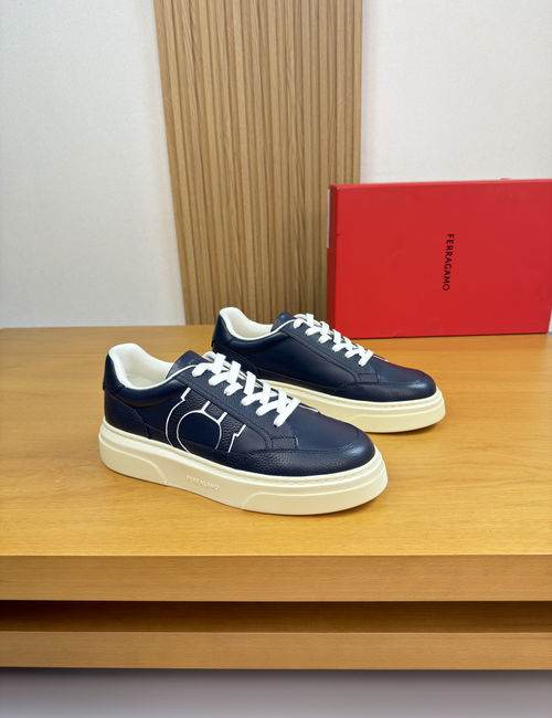 Ferragamo Premium Casual Sneakers Nappa Grain Leather