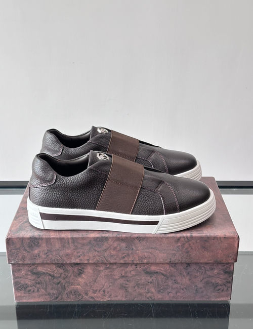 Stefano Ricci Stitched Leather Sneakers Metal Logo Detail