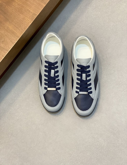 Zegna Smooth Leather Low-Top Sneakers With Detail