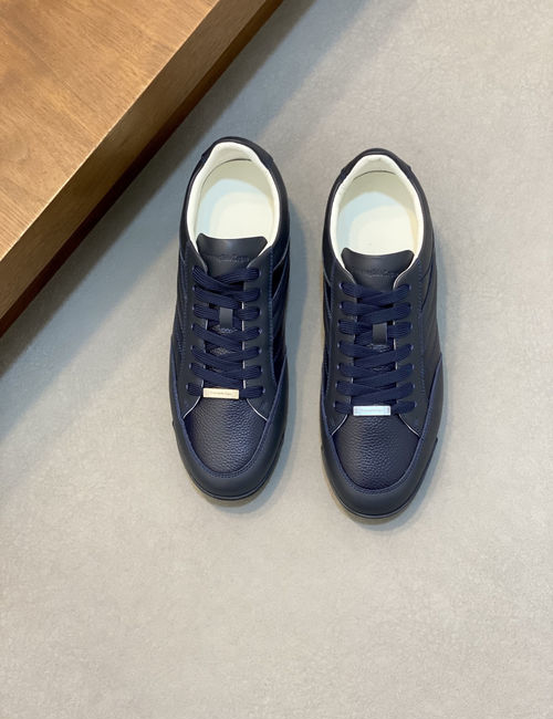Zegna Smooth Leather Low-Top Sneakers With Detail
